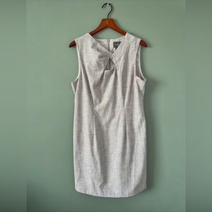 August 1 Eight Gray / Tan Sleeveless Lined Sheath Dress Twist at Neck Career L
